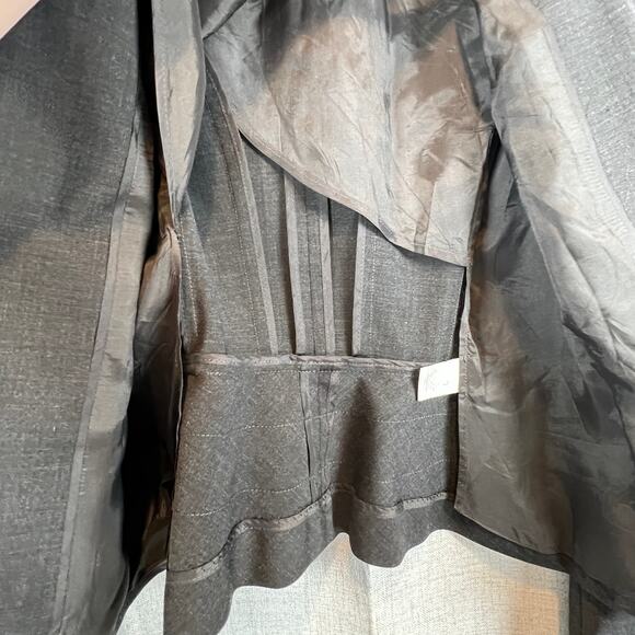 Rebecca Taylor Tiered Ruffle Peplum Blazer Wool Blend Charcoal Jacket Womens 4 - Picture 8 of 16